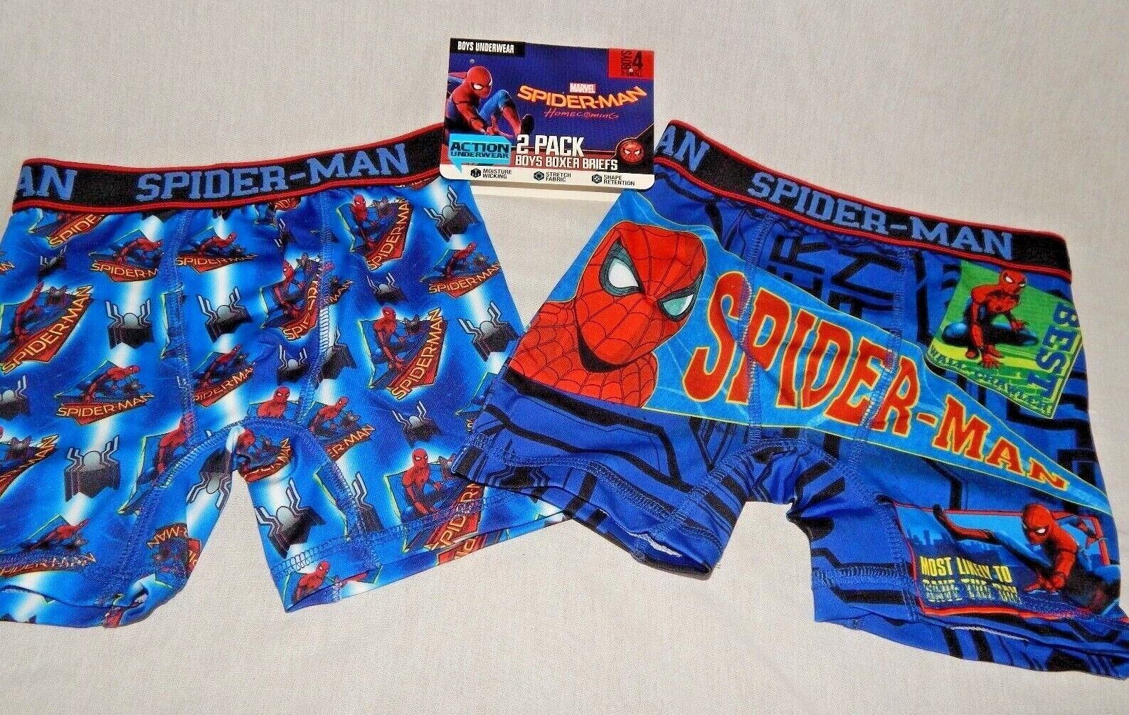 Boys Spiderman Underwear Size Medium 8 Boxer Briefs Wicking Compression  Blue NEW