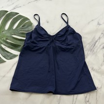 Lands End Womens Tankini Top Size 18 L Navy Blue Underwire Cups Swim - $23.75