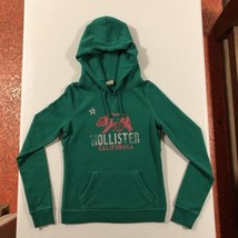 Hollister Junior’s Long Sleeve Graphic Pullover Hoodie Green Sweatshirt size S - £11.07 GBP