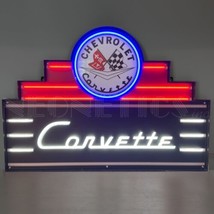 Chevrolet Corvette Neon Sign LED Flex Art Deco Marquee Neon Light in Steel Can - £399.66 GBP