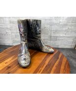 Jane Yoo Painted Art Boots Women&#39;s 8.5M Shoes Silver Purple Leather Walk... - $1,269.58 MXN