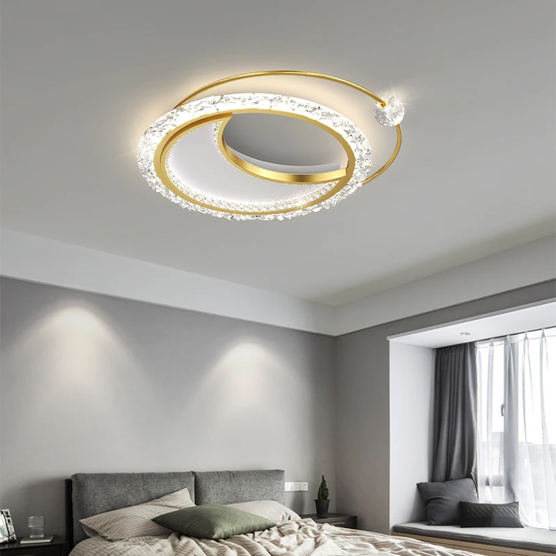 Modern Minimalist Acrylic Round LED Ceiling Lamp Home Fashion Atmosphere Gold - £66.53 GBP+