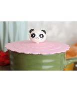 Set Of 4 Pink Giant Panda Reusable Silicone Coffee Tea Cup Cover Lids Ai... - $360.33 MXN