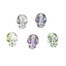 40 Halloween Multicolor Electroplated Small 10x8mm 3D Muertos Skull Glass Beads - £5.37 GBP