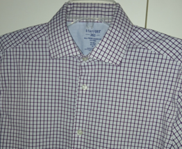 STAFFORD MEN&#39;S 364 ALL TEMP COMFORT FITTED LS CHECKED SHIRT-15/15.5x32/3... - $14.99