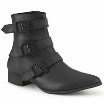 DEMONIA WAR50-C/BVL Mens Unisex Black Pointed Toe Coffin Buckle Ankle Bo... - $1,867.26 MXN