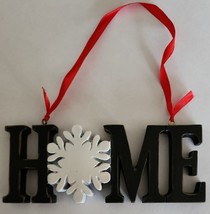 Handcrafted ~ HOME ~ Cast Ceramic Hanging Ornament Decoration w/SNOWFLAK... - £11.68 GBP