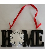 Handcrafted ~ HOME ~ Cast Ceramic Hanging Ornament Decoration w/SNOWFLAK... - £11.77 GBP