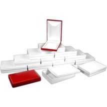 12 Necklace Boxes Red Leather Showcase Gift Display Box 7 3/8&quot; - £58.85 GBP