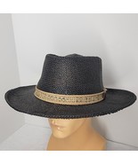 Vtg A. Adams &amp; Spire Black Woven Straw Sun Hat Cowboy Golf Mesh USA - $23.75