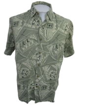 Summa Men Hawaiian ALOHA shirt p2p 23&quot; M camp luau vintage green abstrac... - £19.37 GBP