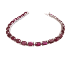 Silver Ruby Bracelet 5x7 mm Oval Ruby Tennis Bracelet 925 Silver Ruby Bracelet - £110.64 GBP+