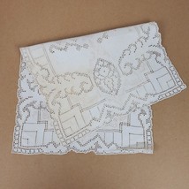 Vintage Embroidery w/ Cutouts Dresser Beige Doily Approx 9.5x15 Inch - $13.10