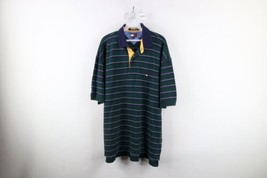 Vintage 90s Tommy Hilfiger Mens XL Faded Striped Color Block Pique Cotton Polo - £31.16 GBP