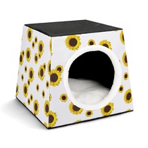 Mondxflaur Sunflower Yellow Cat Beds for Indoor Cats Cave Bed 3 in 1 Pet House - £26.36 GBP