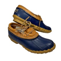LL Bean Boot Vintage Blue Leather Rubber Duck Shoe Womens Size 8 LM Made In USA - £28.21 GBP