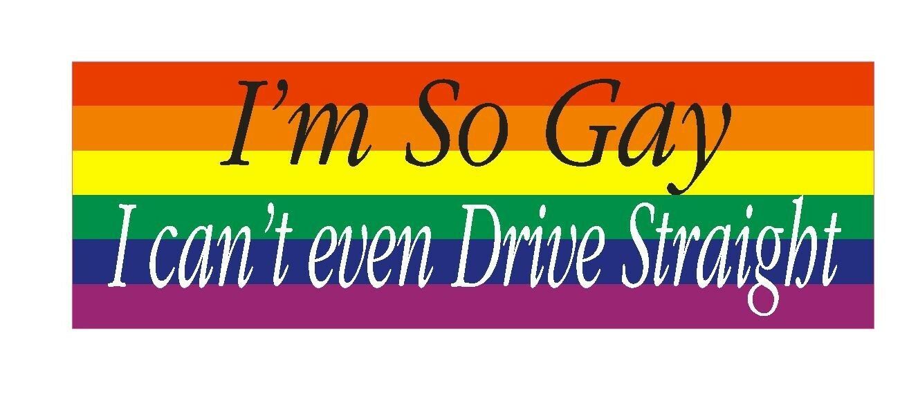 So Gay cant drive straight Funny Gay Bumper Sticker or Helmet Sticker D627 - $1.39 - $24.75