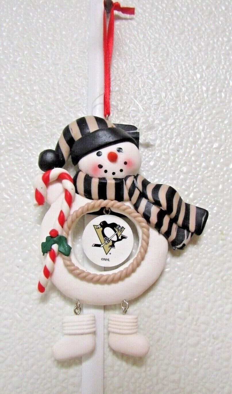 Primary image for NHL Pittsburgh Penguins Clay Dough Snowman Xmas Ornament Team Sports America
