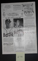 Milwaukee BRAVES Boosters Paper TOMAHAWK 6 /55 Eddie Mathews Johnny Logan Photo - $19.99