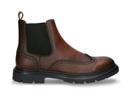 Bottes chelsea homme brogue wing tip pointe d&#39;aile en cuir végan marron ... - $112.98