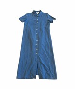 Talbots Retro Vintage Button-Down Dress Linen Blend Short Sleeve Size 10... - $67.44 CAD