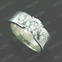 14k White Gold Finish 2Ct Round Cut Diamond Three Stone Engagement Wedding Ring - £86.39 GBP