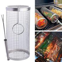 [1 PCS] 2024 New Rolling Grilling Basket BBQ Grill Basket for Outdoor Stainless  - £23.96 GBP