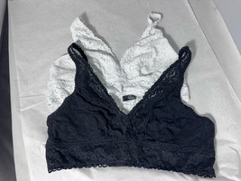 Felina Womens Set of 2 Wirefree Wireless Lace Bralette Black White Size XL - €8,65 EUR