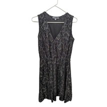NY Collection Black Metallic Lace Sleeveless V-Neck Mini Cocktail Dress Small S - £39.04 GBP