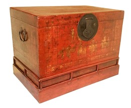 Antique Chinese Hand Painted Red Trunk (2643), Circa 1800-1849 - £634.65 GBP