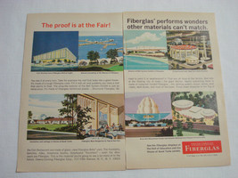 1964 World&#39;s Fair 2 Page Ad Owens-Corning Fiberlas The Proof Is At The Fair - £7.82 GBP