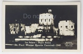 1940 St. Paul Winter Sports Carnival ICE PALACE Night Scene Mando Dops - £32.22 GBP