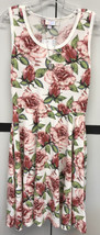 NWT LuLaRoe Medium White Pink Maroon Green Floral Knit Nikki Sleeveless Dress - £37.28 GBP