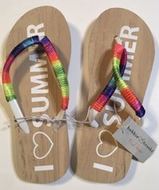 Bobbie Brooks Ladies Must Have I Love Summer Rainbow Sandals Size (2-3) NWT - £5.04 GBP