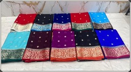 Banarasi Semi khaddi katan Georgette Soft Silk Saree Double Zari Weaving || Rich - £75.24 GBP