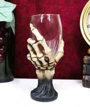 Ebros 6.5&quot;H Gothic Macabre Bone Skeleton Hand Wine Goblet Glass Drink Ch... - $26.99