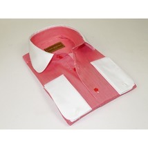 Men 100% Cotton Dress Shirt CIERO MONTERO Turkey 1A99-53 White Red Slim Fit image 2
