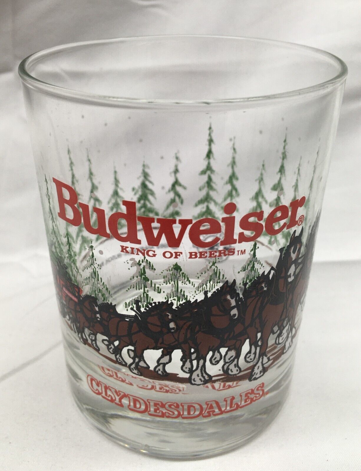 VINTAGE 1989 BUDWEISER King of Beers CLYDESDALES 4" Collector's GLASS CUP - $19.80