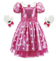 NWT Disney Store Girls Minnie Mouse Costume Pink Dress with Gloves Brooch Size 3 - £39.30 GBP