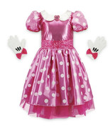 NWT Disney Store Girls Minnie Mouse Costume Pink Dress with Gloves Brooc... - £39.95 GBP