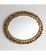 Ornate Gilt Wood Mirror, Acanthus Leaf Frame, Oval, Bevelled, Vintage, L... - £85.39 GBP
