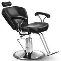 Black Hydraulic Reclining Barber Chair 360 Degrees Rolling Swivel Barber Chair - £221.98 GBP