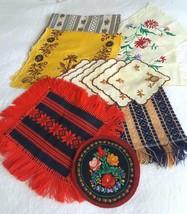 12-pc Lot of Vtg Assorted Hungarian Folk Art Doilies, Runners, Coasters &amp; More! - £10.18 GBP