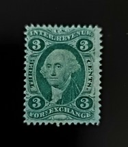 1862-71 3c U.S. Internal Revenue, Foreign Exchange, Washington, R16c, Green - $4.27