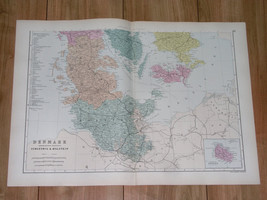 1891 Antique Map Of SCHLESWIG-HOLSTEIN Germany / Southern Denmark Bornholm - $24.11