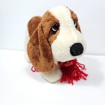 Hush Puppies Basset Hound Christmas Puppy Dog Stuffed Plush Brown 10&quot; Long - £22.54 GBP