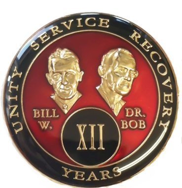 1 Year Red Bill &amp; Bob Tri-Plate Alcoholics Anonymous Medallion- AA Sobri... - $17.81