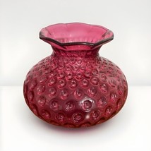 Fenton Vase Dot Optic Ruby Overlay Cranberry Art Glass 6” High Vase - $63.69