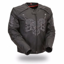 Men&#39;s Raceway Biker Skull  Leather Jacket FRM266CICZ, 643850146179 - £236.41 GBP