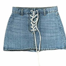 Forever 21 Denim Jean Skirt Size Small Light Blue Lace Up Tie Womens 26X... - £14.74 GBP